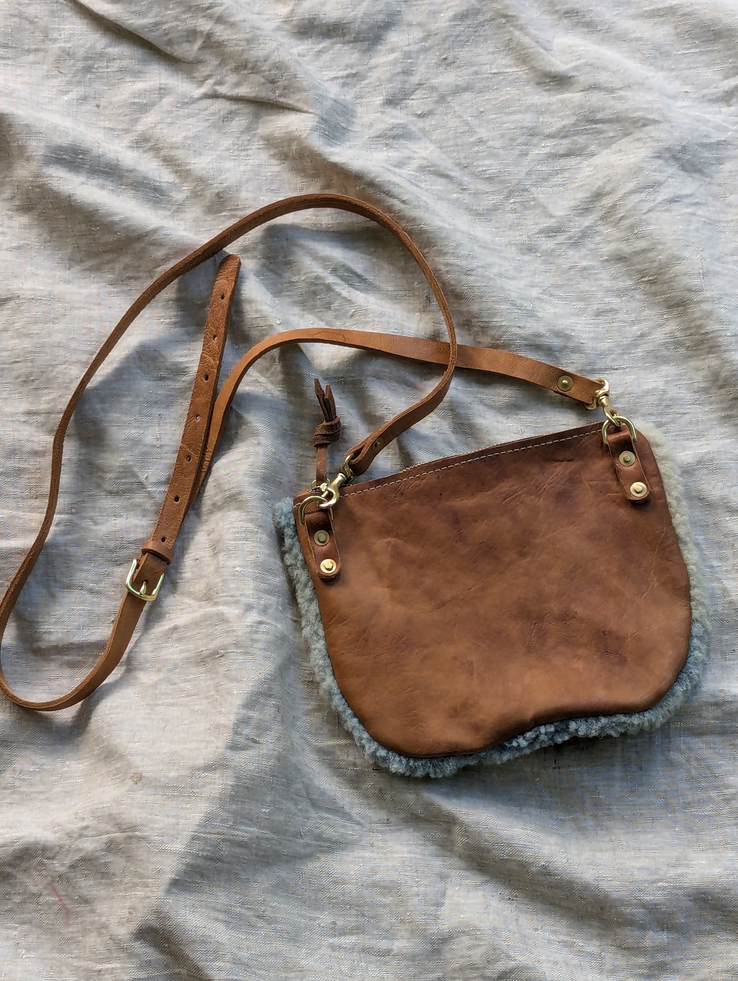Sheepskin Satchel #2 - indigo