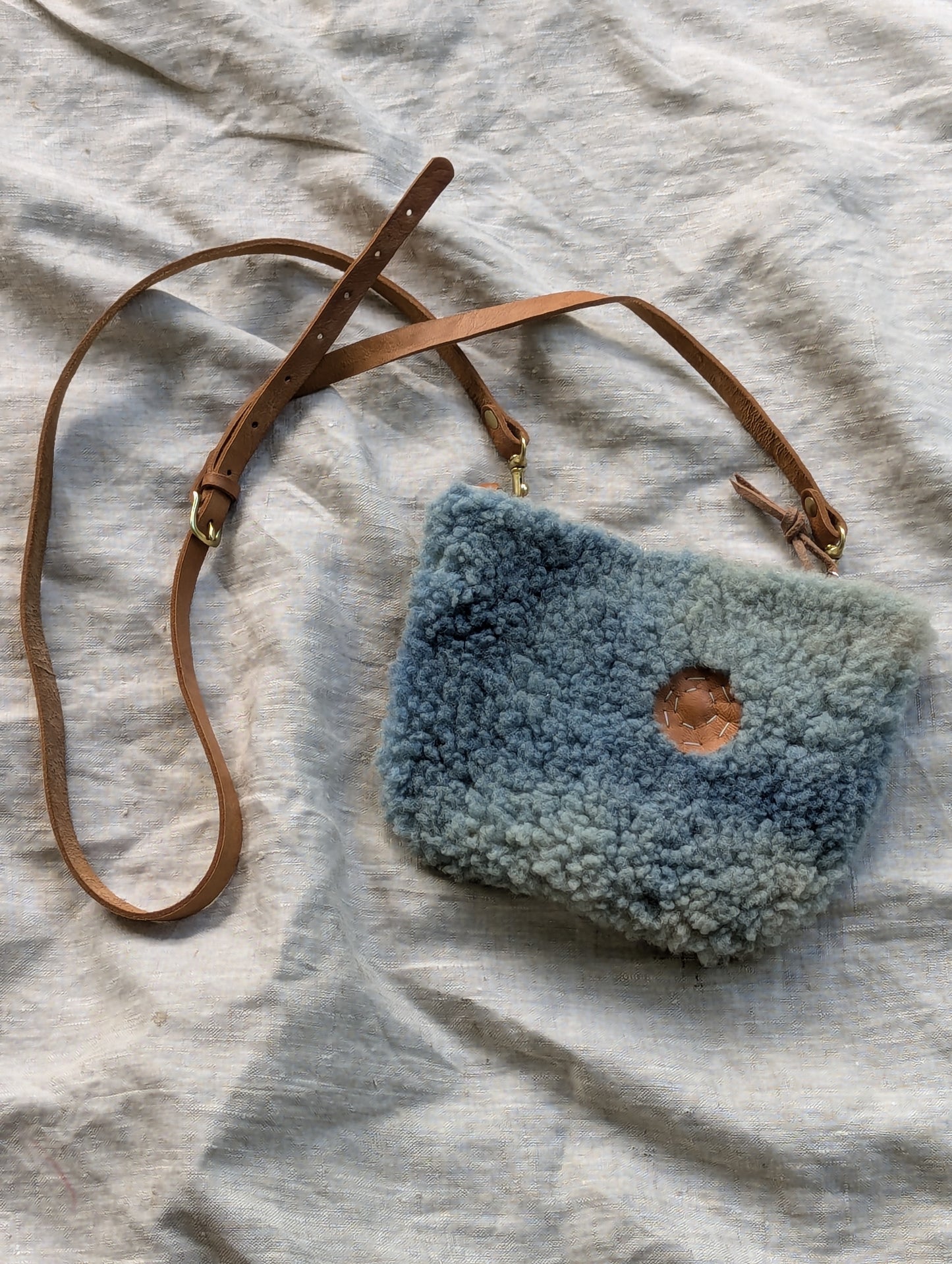 Sheepskin Satchel #3 - indigo