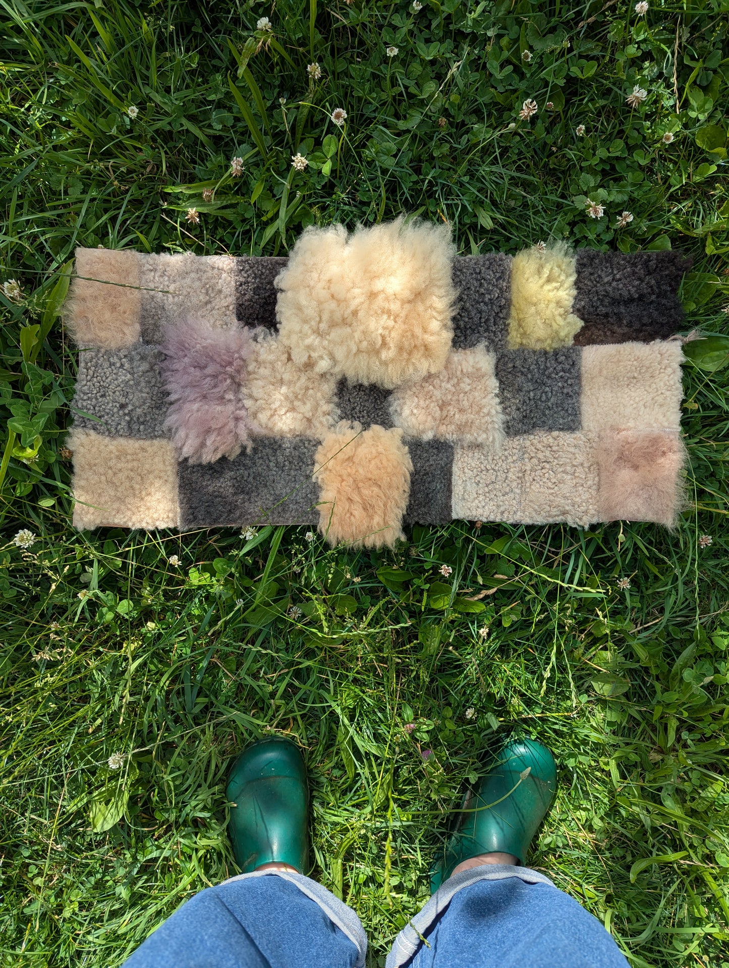 Cottontail trails - patchwork sheepskin #2