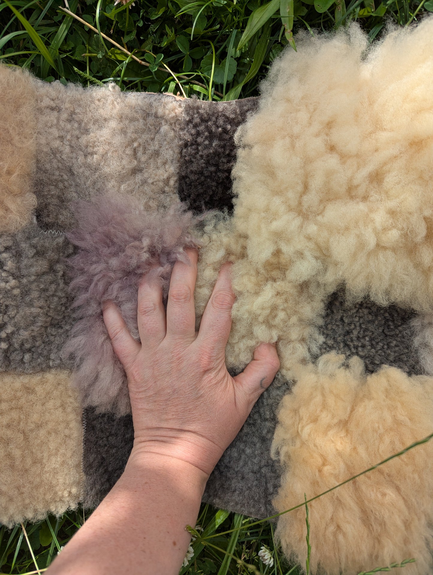 Cottontail trails - patchwork sheepskin #2
