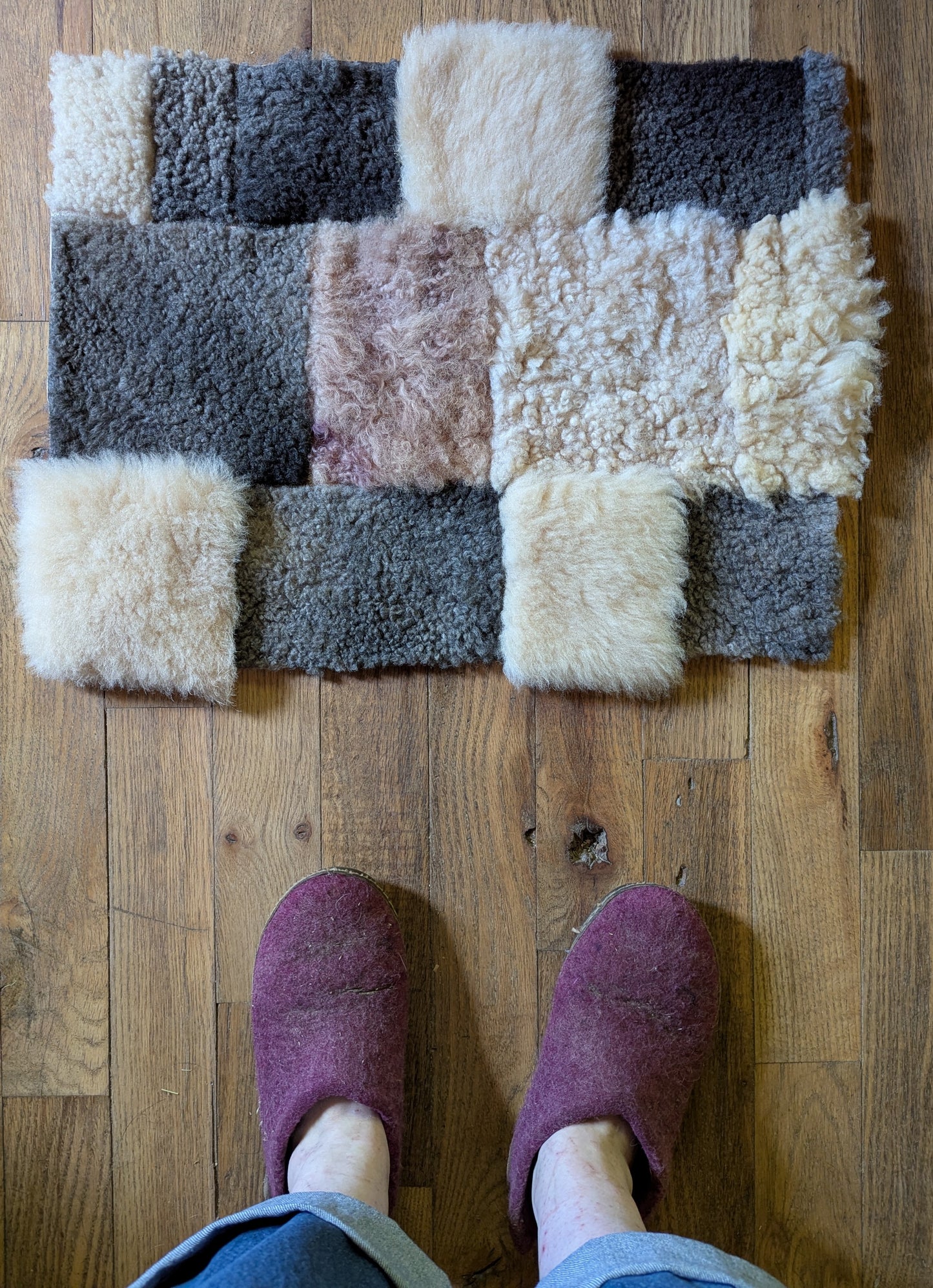 Hidden Fawn - patchwork sheepskin #1
