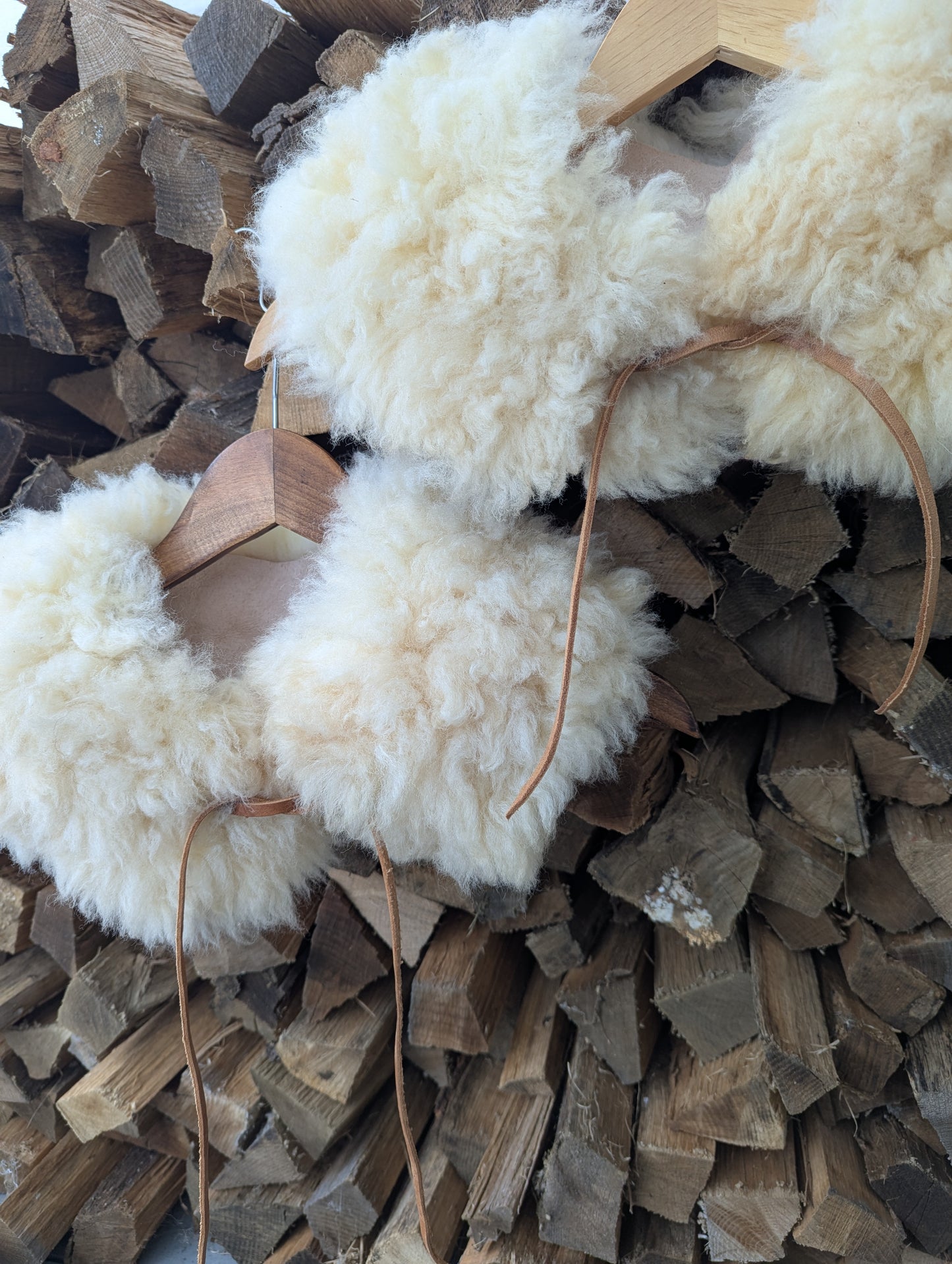 Large white sheepskin collars