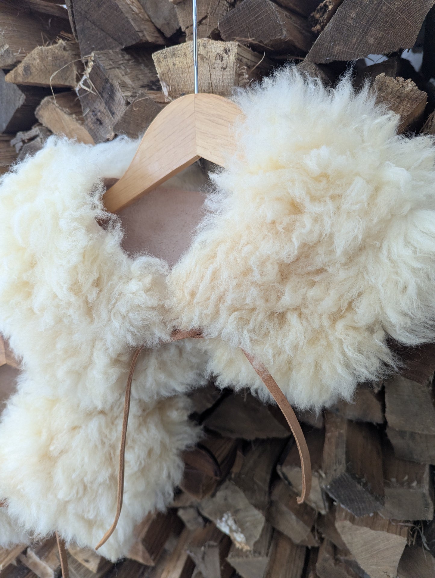 Large white sheepskin collars