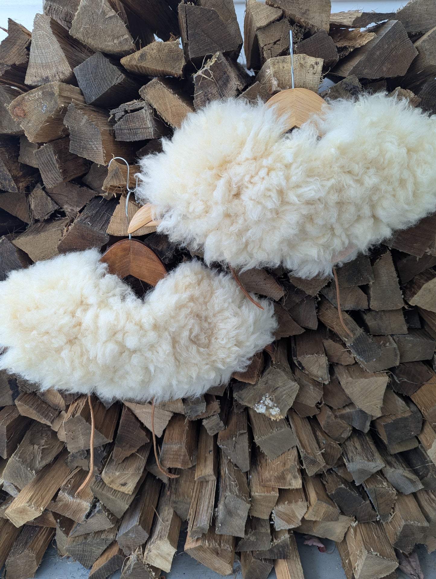 Large white sheepskin collars