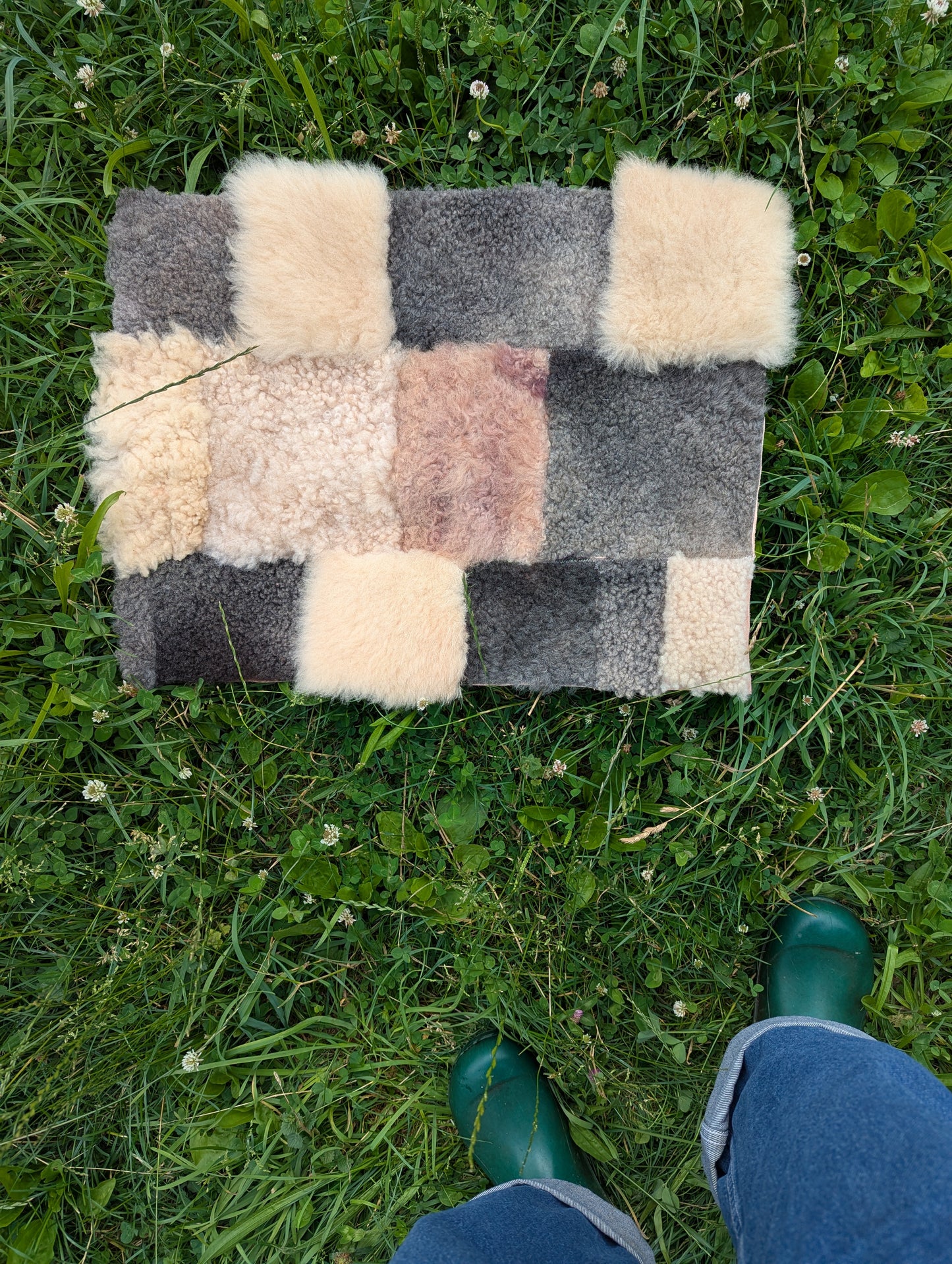 Hidden Fawn - patchwork sheepskin #1