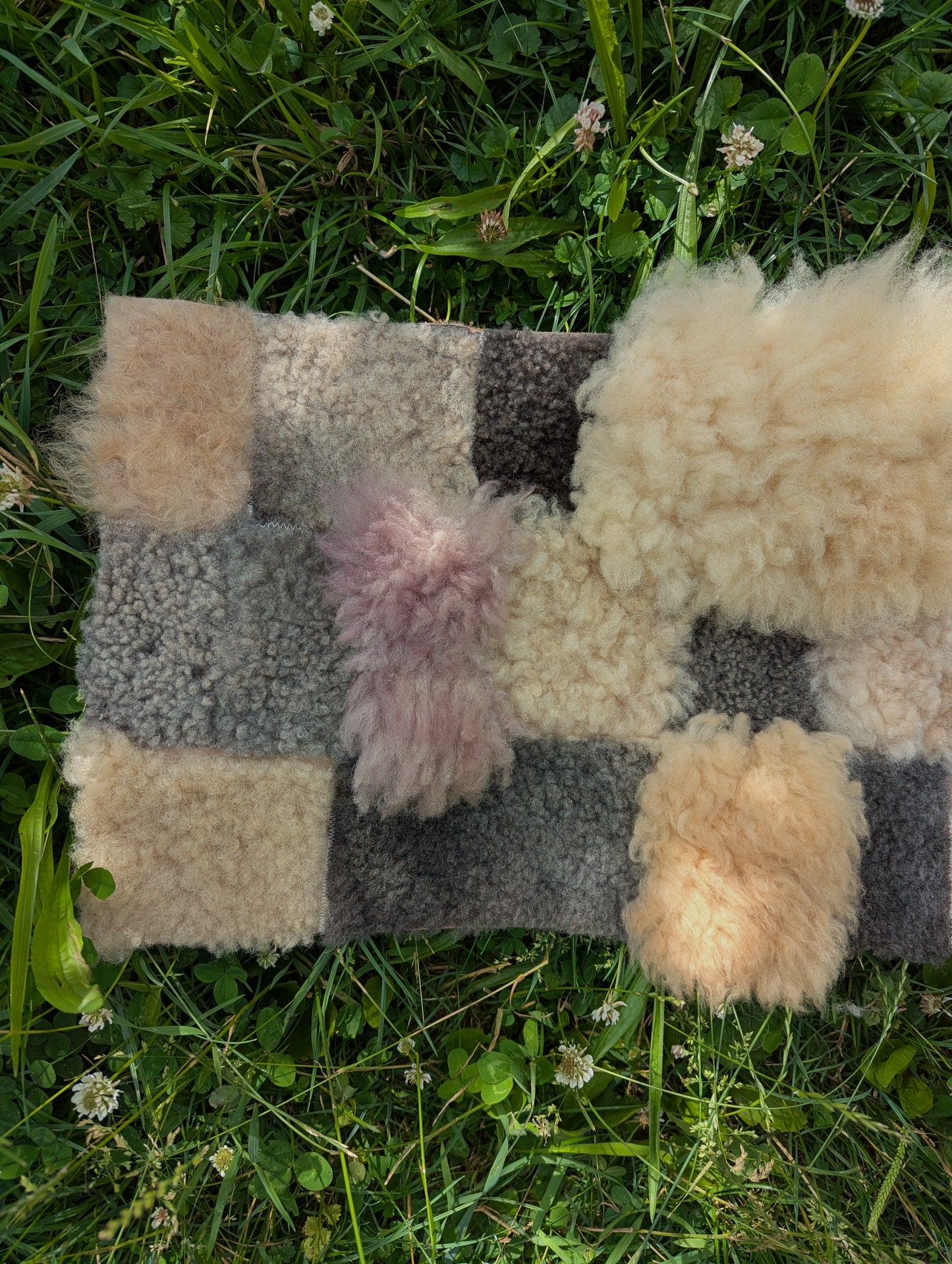 Cottontail trails - patchwork sheepskin #2