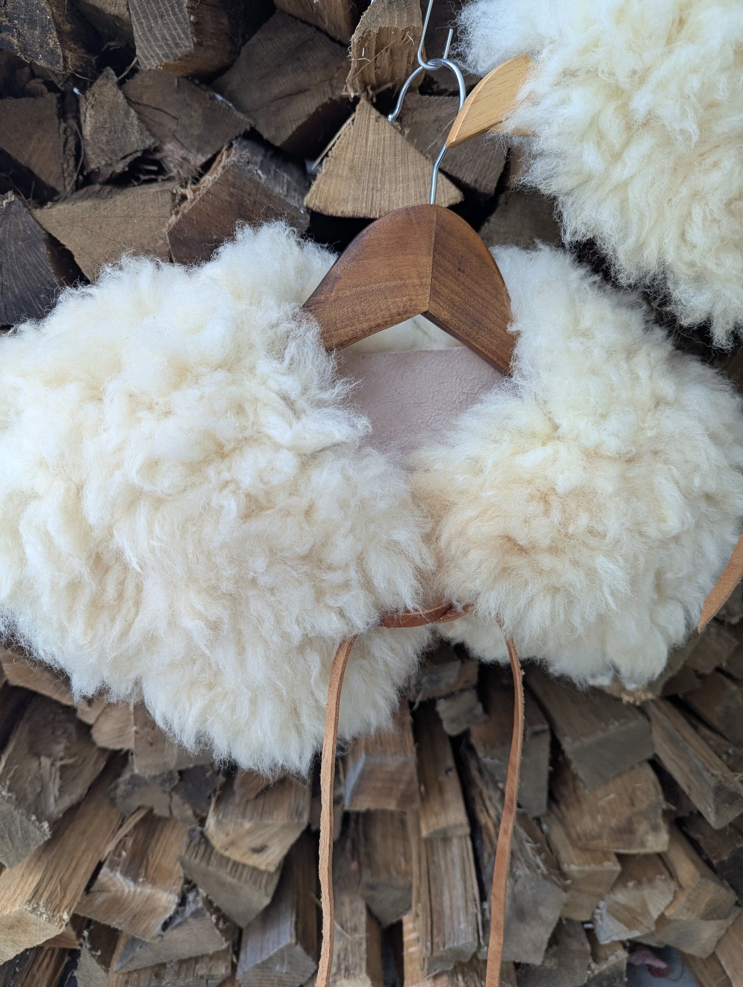 Large white sheepskin collars