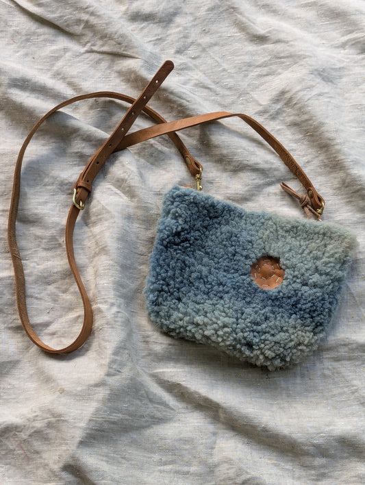 Sheepskin Satchel #3 - indigo