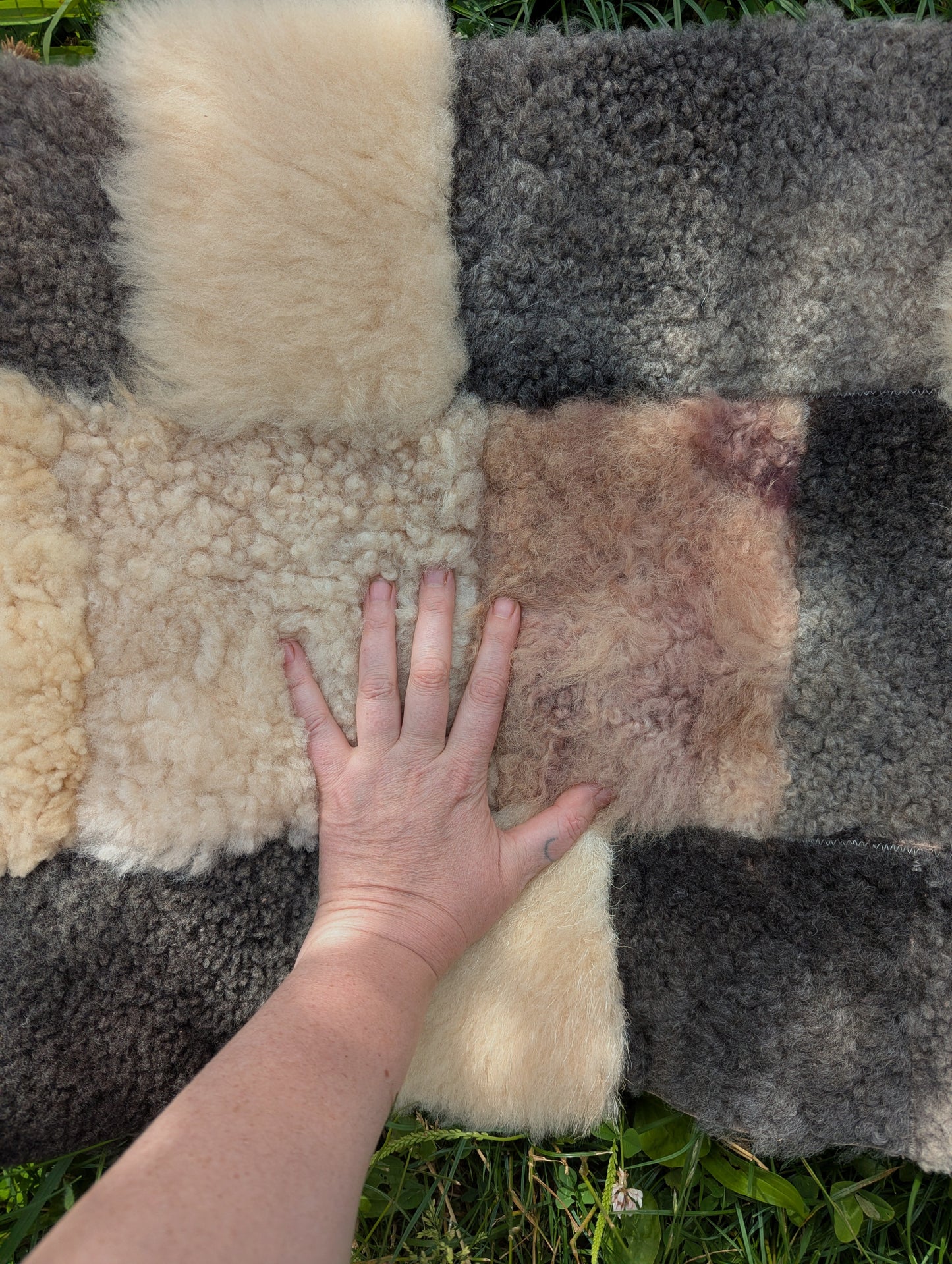 Hidden Fawn - patchwork sheepskin #1