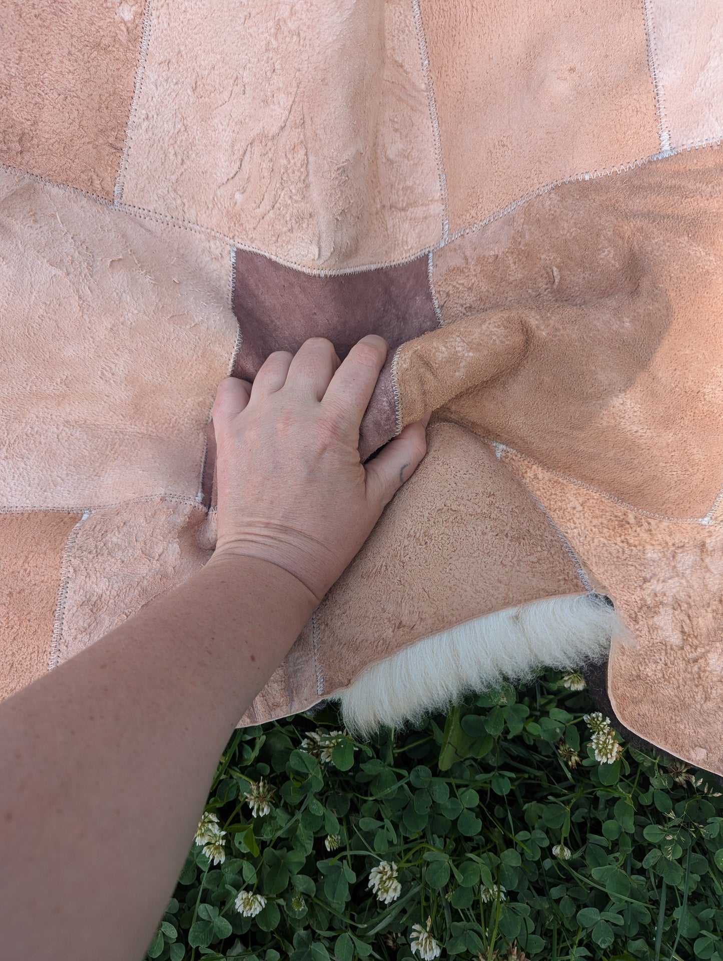 Hidden Fawn - patchwork sheepskin #1