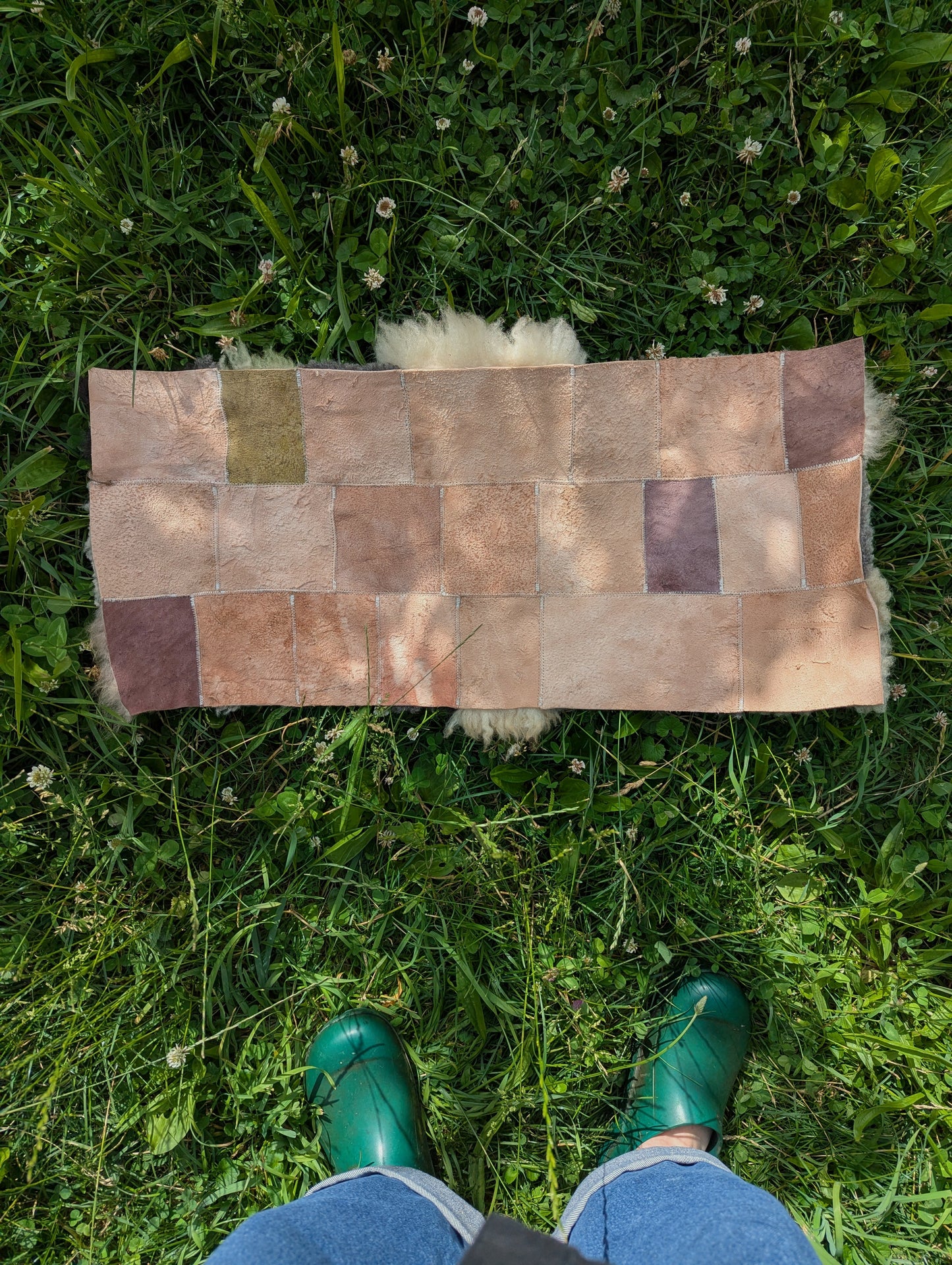 Cottontail trails - patchwork sheepskin #2