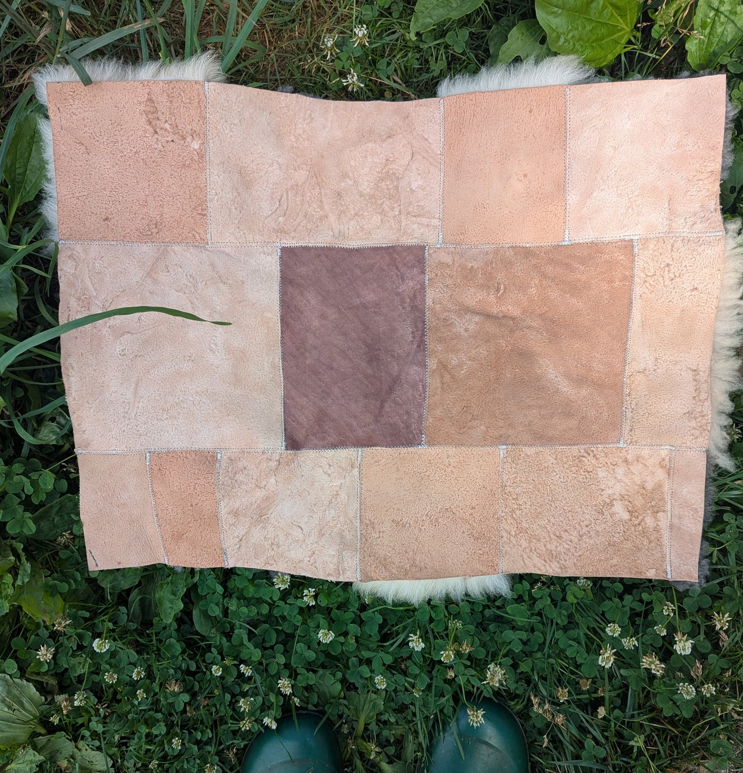 Hidden Fawn - patchwork sheepskin #1